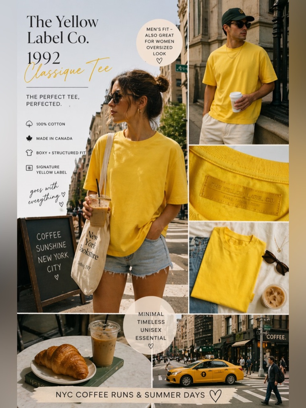 The Yellow Label Co 1992 Classique Tee Boxy Unisex Oversized Made in Canada